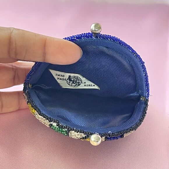 1940s Coin Purse Handmade Pouch Colorful Coin Purse Geometric Pattern Wallet - Picture 4 of 14